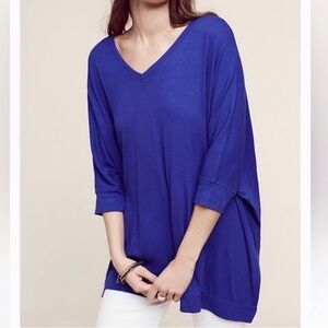 Anthropologie Bordeaux Royal Blue Draped oversized Top Size M/L